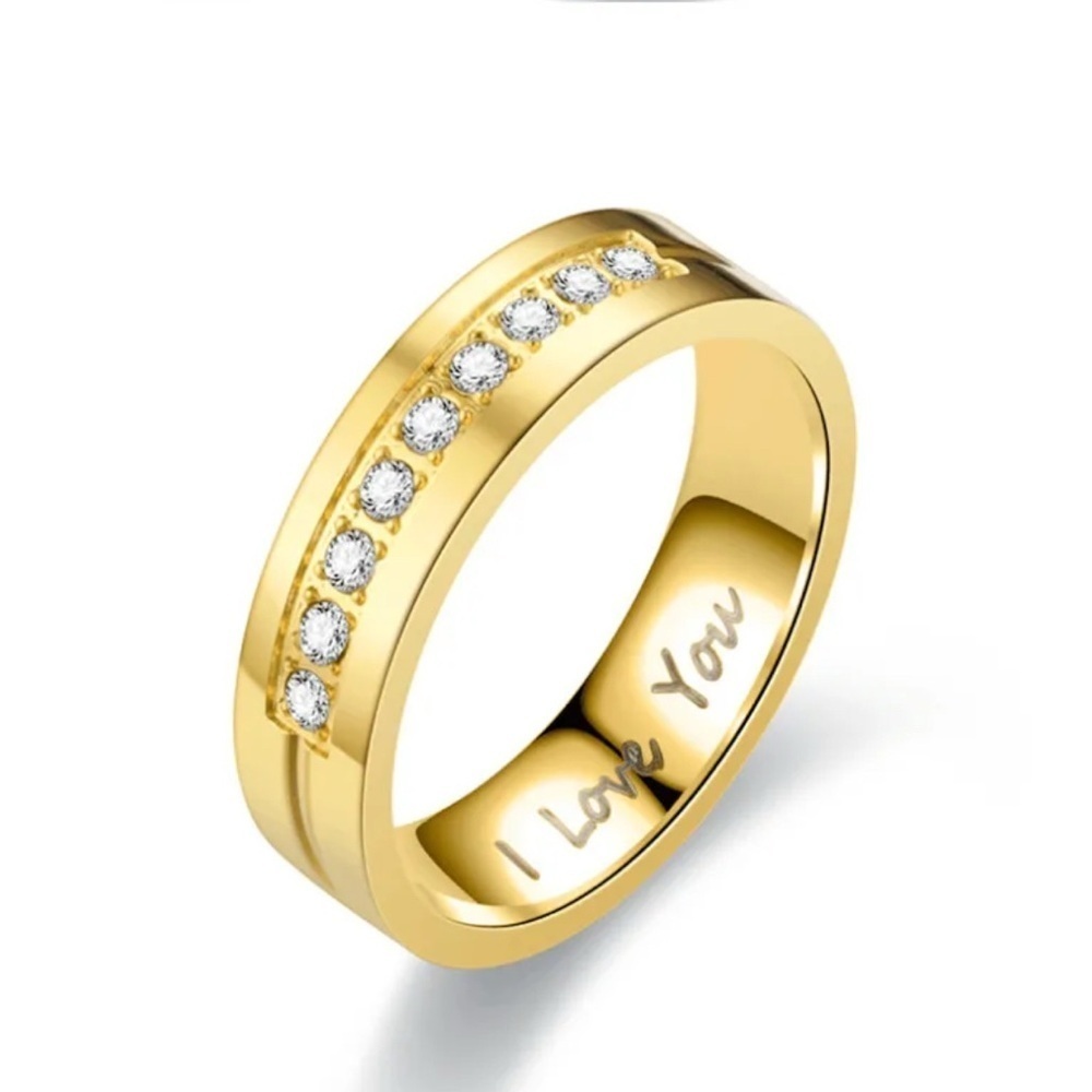18K Gold Wedding Bridal Band Engagement Ring With Pave Diamond Inlay Unisex